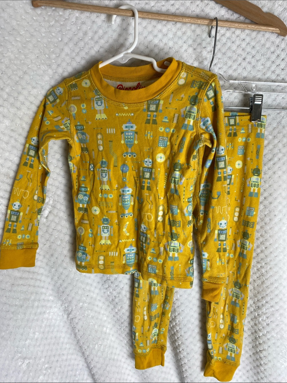 Piccolina Yellow Robot Print Pajama Set
